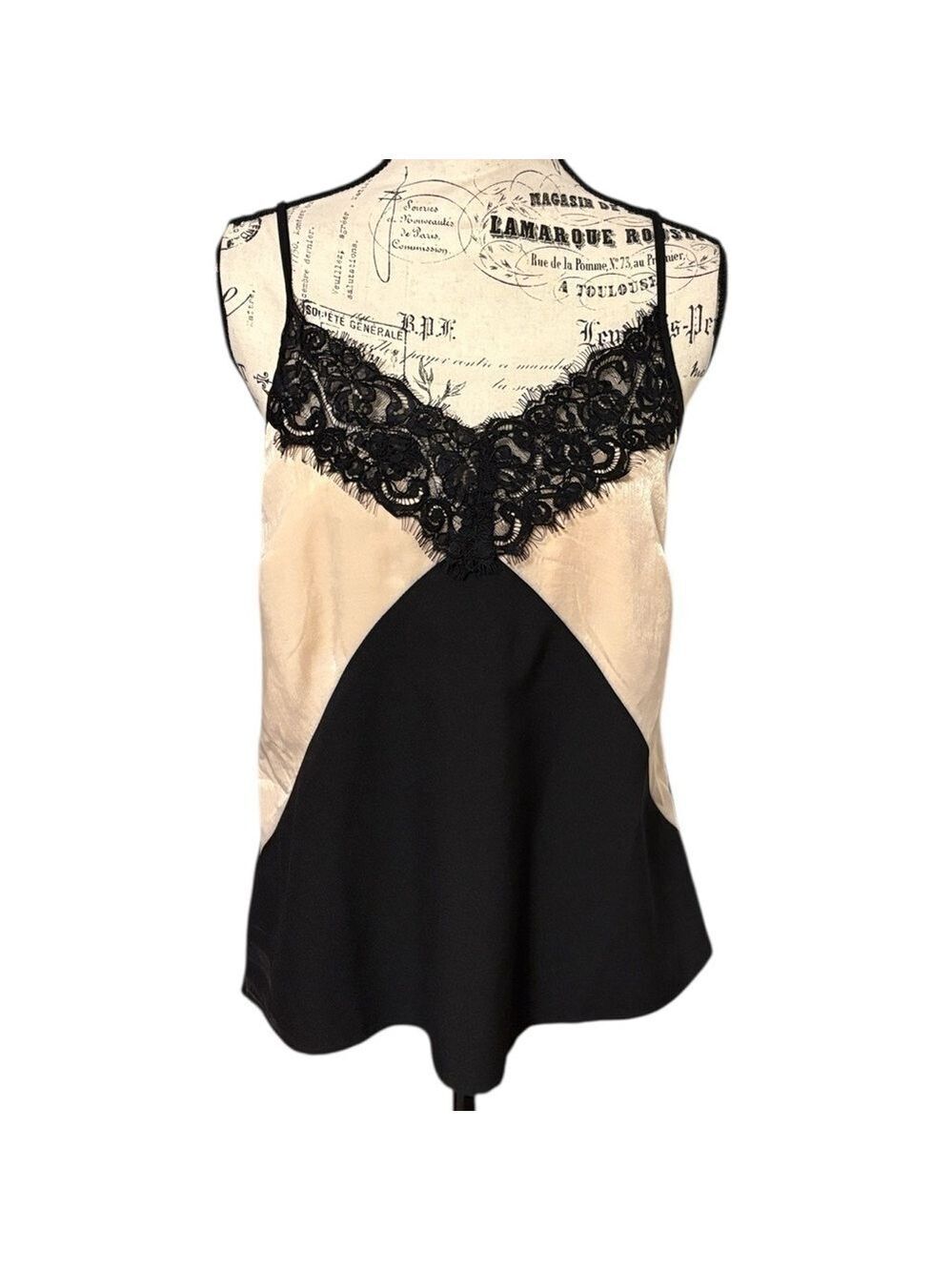 Strut & Bolt So Smooth Lace Cami Top Adjustable Black and Tan Size M New